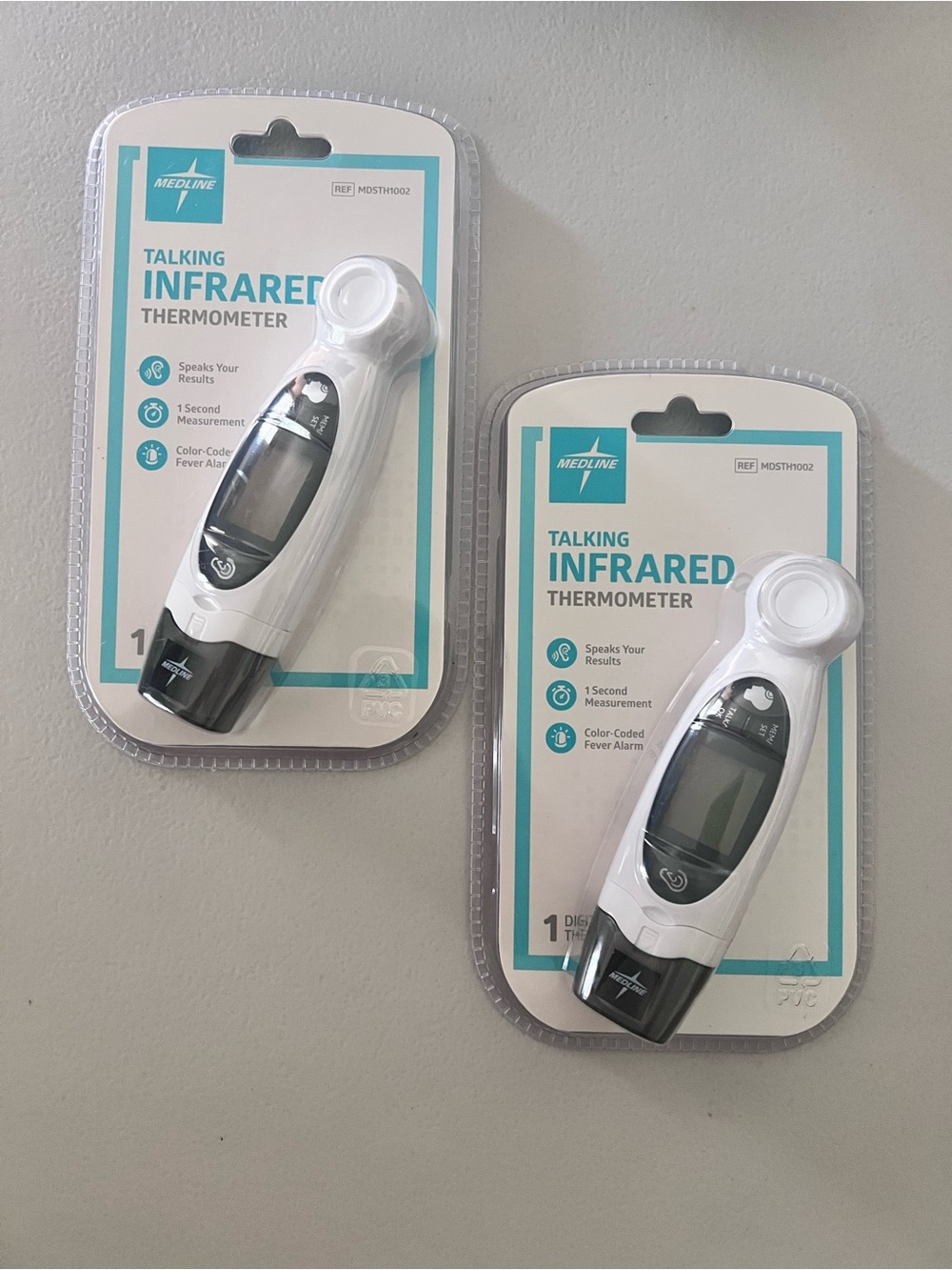 TWO Medline White Talking Infrared Thermometers— Ear & Forehead